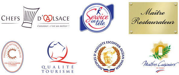 Distinctions : Chef s'Alsace, Maitre cuisinier, maitre restaurateur, collège culinaire de France....